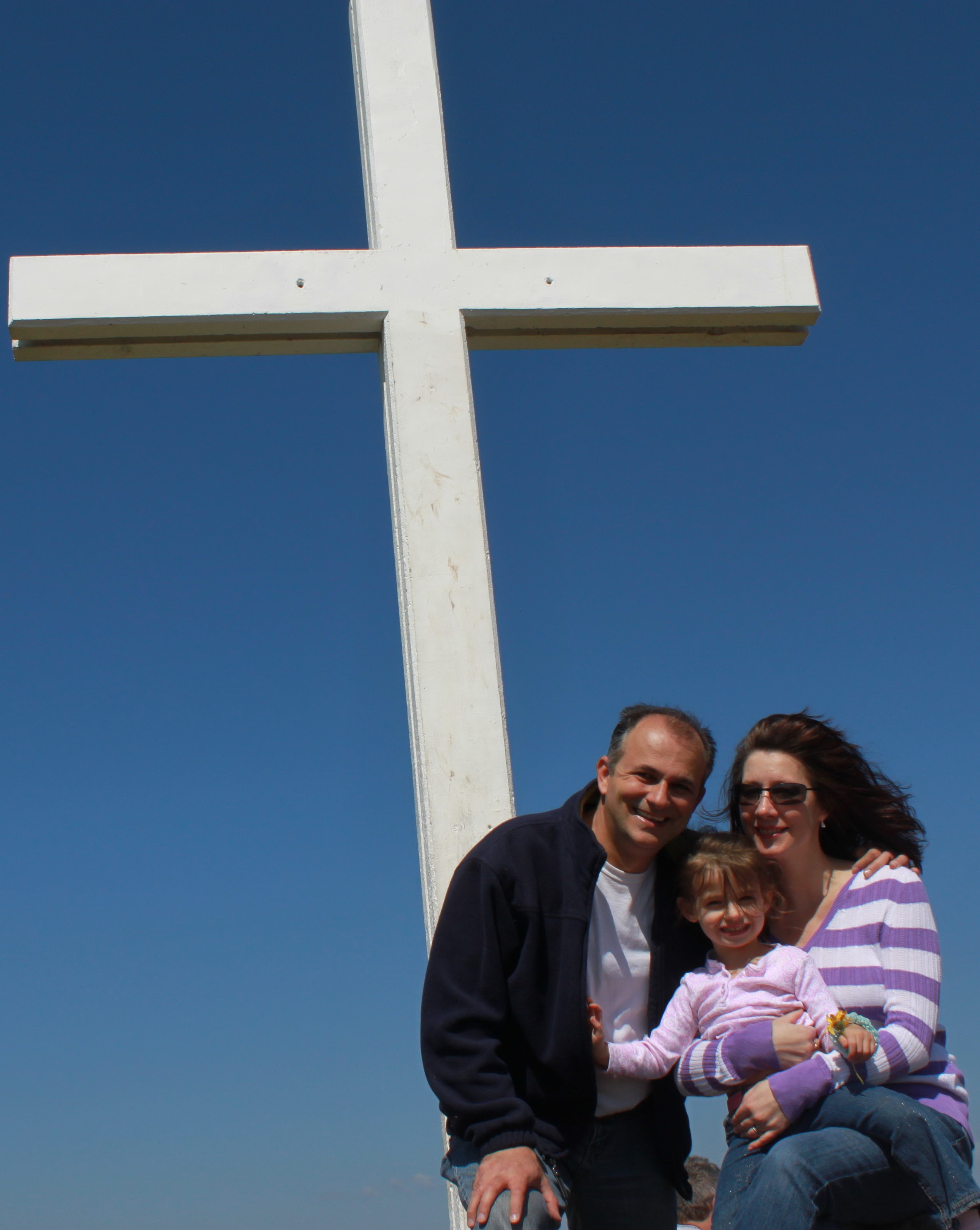 Themio, Christian, and Yiannoula at the cross overlook, April 2011