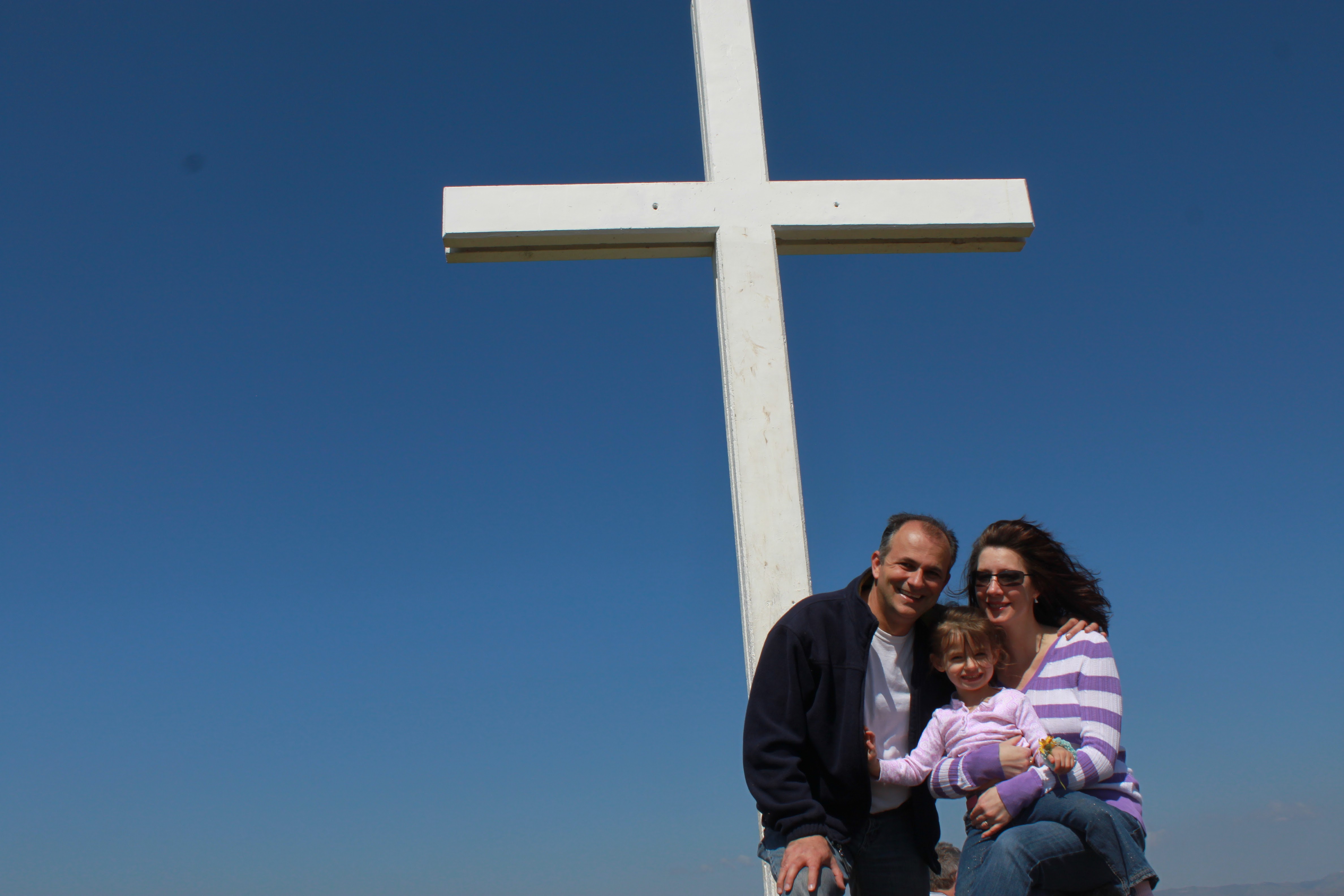 Themio, Christian, and Yiannoula under the white cross, April 2011