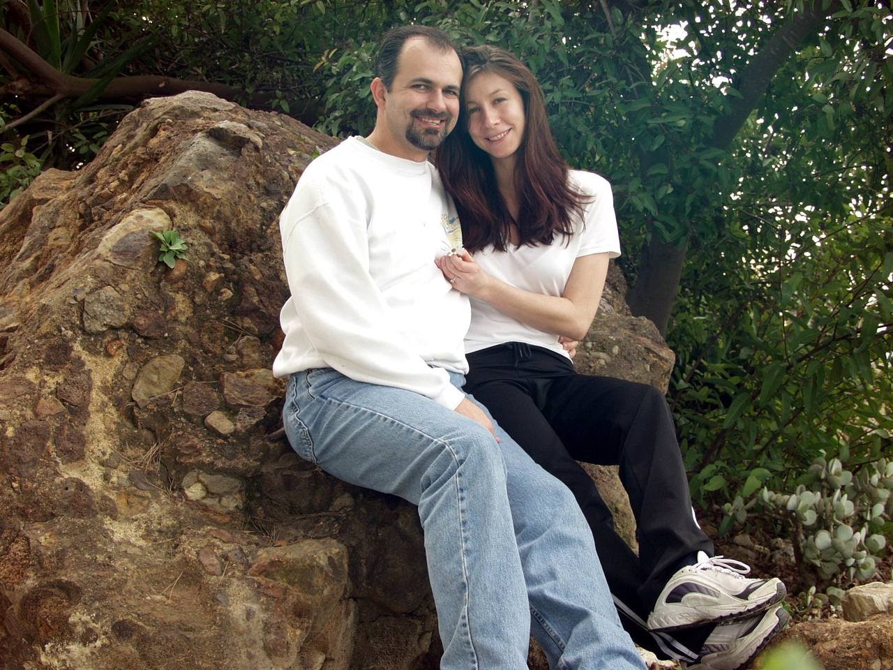 Themio and Christian sitting together on a rock, May 2003